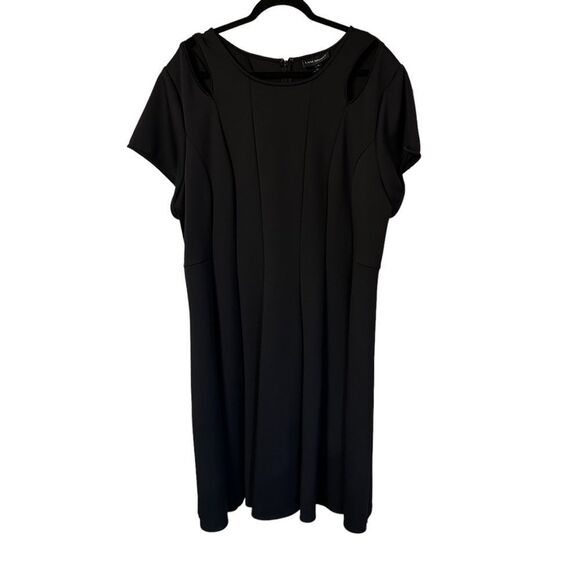 Lane Bryant Black A-Line Full Skirt Short Sleeve Dress Sz 28 - Picture 3 of 7